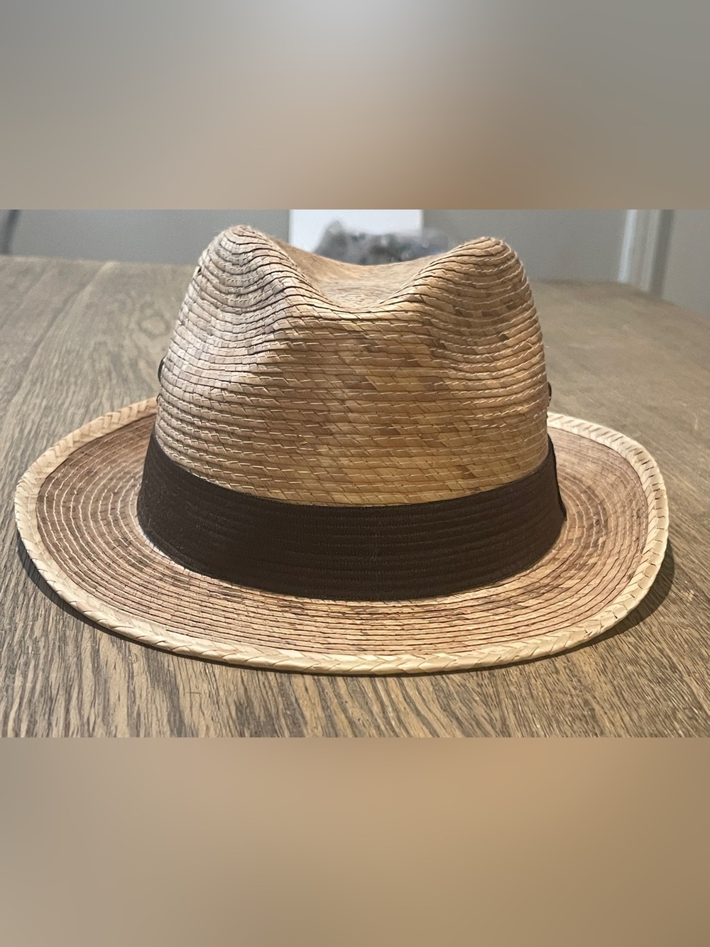 Wave Cintilla de Palma Straw Fedora Hat with Dark Brown Band - Picture 7 of 8